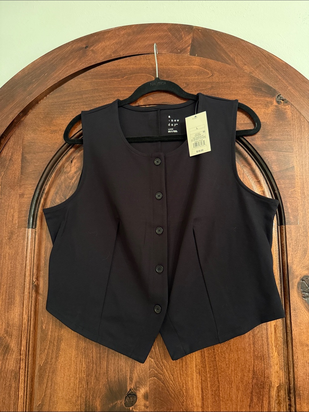 a new day Black Sleeveless Button-Front Vest Top